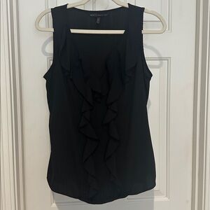 White House Black Market Black Sleeveless Ruffle Blouse